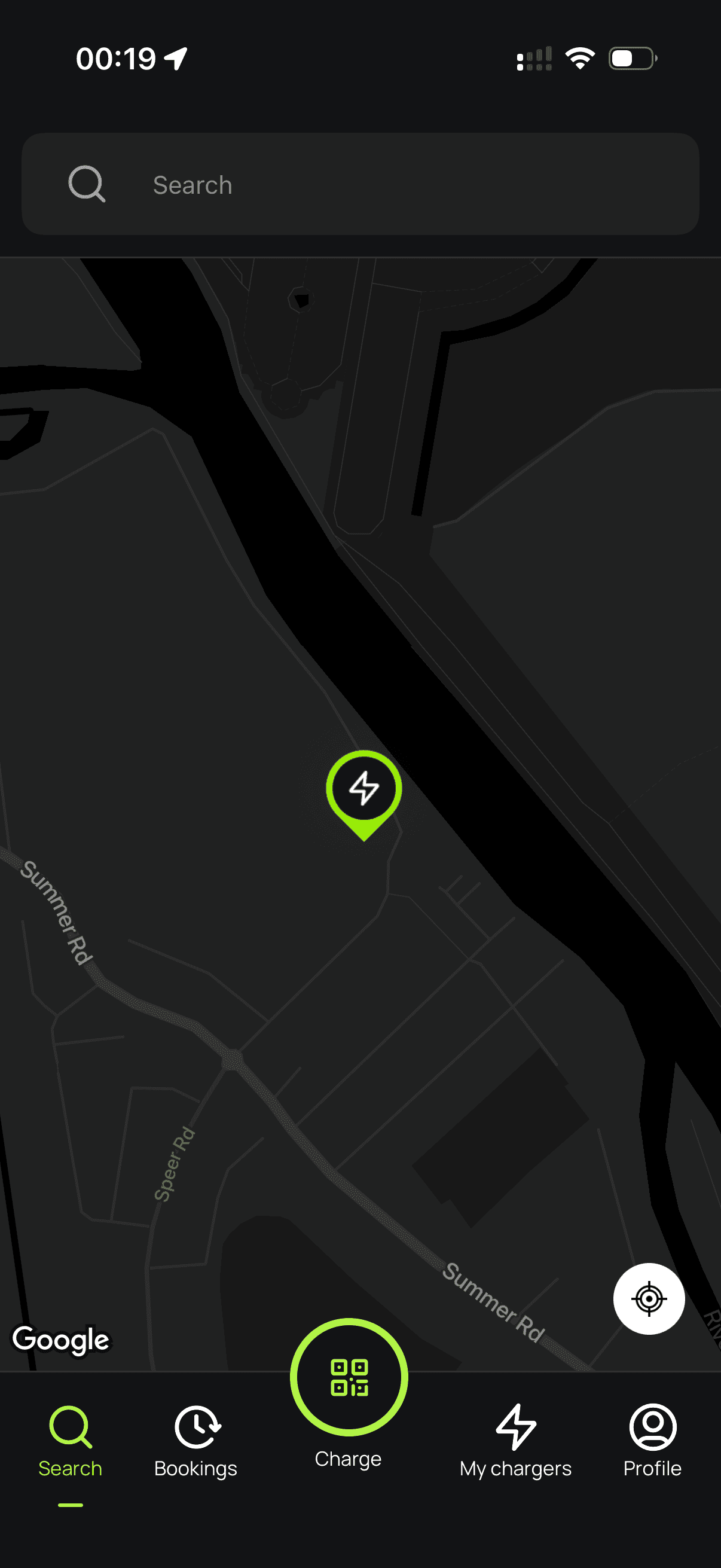 Splash Share, charger pin on the map